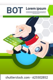 Chat Bot Robot Virtual Assistance Of Website Or Mobile Applications, Artificial Intelligence Concept Flat Vector Illustration