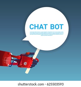 Chat Bot Robot Virtual Assistance Of Website Or Mobile Applications, Artificial Intelligence Concept Flat Vector Illustration
