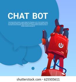 Chat Bot Robot Virtual Assistance Of Website Or Mobile Applications, Artificial Intelligence Concept Flat Vector Illustration
