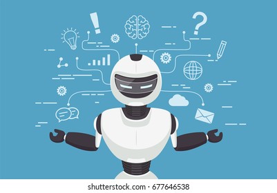 Chat bot, robot virtual assistance. Artificial intelligence conc