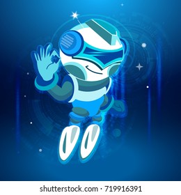 Chat bot, robot virtual assistant. Artificial intelligence cons. Character for Website Element , Mobile websites and Apps.