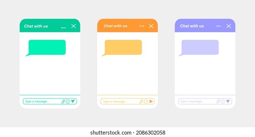 Chat bot screen templates. Life chat windows with message bubbles. Virtual assistant, online customer support conversation. Mobile messenger app design. Vector flat illustration