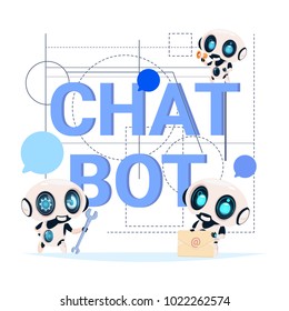 Chat Bot Service Banner Modern Technology Of Technical Support Chatter Robot Concept Flat Vector Illustration