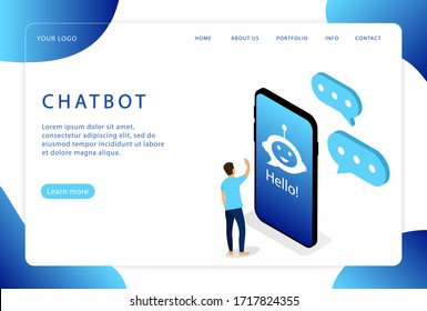 Chat bot service. Customer support. Landing page. Modern web pages for web sites.