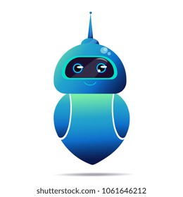 The chat bot smiles. Happy robot Modern technology. Improvement of science. Business. The image isolated on the white background.