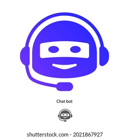Símbolo de chat bot aislado en fondo blanco para icono de asistente virtual, icono de discurso de burbuja, marketing digital, aplicación de chat, ai, inteligencia artificial. Vector 10 eps