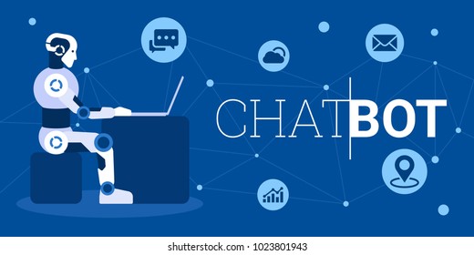 Chat Bot Using Laptop Computer Robot Virtual Assistance Of Website Or Mobile Applications