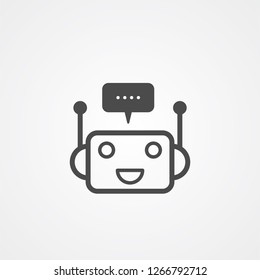 Símbolo de signo de icono del vector del robot de conversación