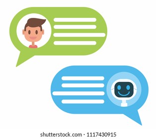 chat bot vector illustration. chat bot concept modern style cartoon character icon design,millennial chit chat with robot bot