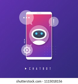 Chat bot, virtual assistance, artificial intelligence concept. Vector illustration.