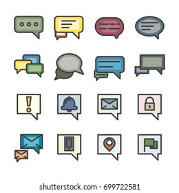 chat box conversation talk line icon set vector  vintage style color