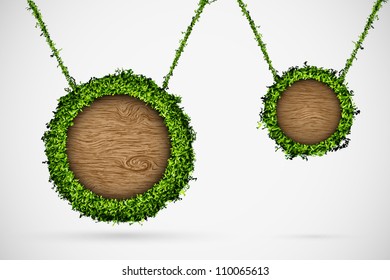 Chat box of grass and trees, hanging on the rope
