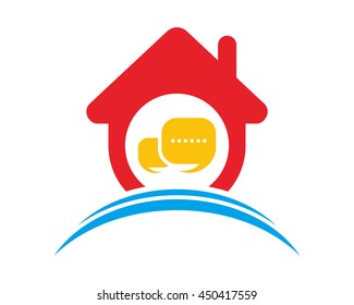 chat box house housing home residence residential real estate image vector icon