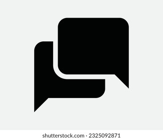 Chat Box Icon. Conversation Dialogue Bubble Speech Communication Message Talk Talking Text Black White Graphic Clipart Artwork Symbol Sign Vector EPS