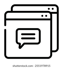 Icono de un cuadro de chat utilizado en los módulos o ventanas emergentes para representar mensajes o comunicaciones.