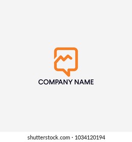 Chat box and letter M logo design