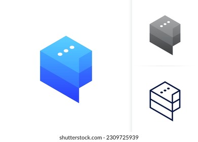 Chat-Box-Logo. Chatting Icon Vektor. P Chat. Sprich! Ballettchat. Sprich. Beratung. Kommunikation. Modernes minimalistisches Logo-Design. App-Symbol