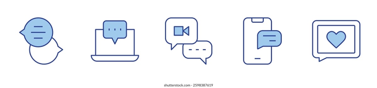 chat, chat box, online chat, live. Chat Icon vector illustration. Line Duotone style. Editable stroke.