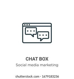 Chat box outline vector icon. Thin line black chat box icon, flat vector simple element illustration from editable social concept isolated stroke on white background