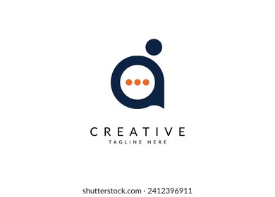 Chat box people logo design vector illustration.
