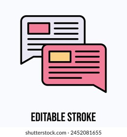 chat box speech bubble vector icon, editable stroke.