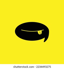 Chat box vector logo with a tongue sticking out isolated on yellow background. Suitable for brand, industry, chat, conversation, product, fashion, and business.