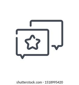 Chat boxes with star rating line icon. Online review vector outline sign.