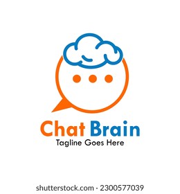 Chat brain logo template illustration