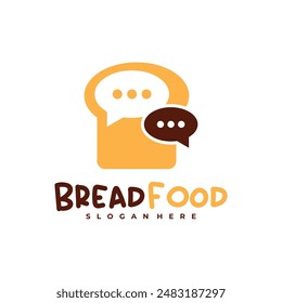 Chat Plantilla de Vector del logotipo de Bread Food, Conceptos de diseño del logotipo de Creative Bread