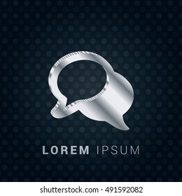 Chat Bubble 3D silver/platinum metallic chromium precious Icon / Logo Design