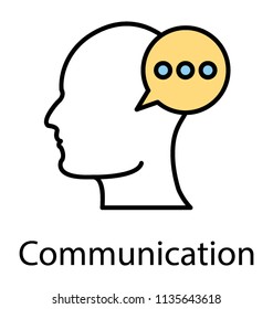 
Chat bubble appearing in human head, thinking icon 
