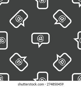 Chat bubble with at-sign inside, repeated on grey background