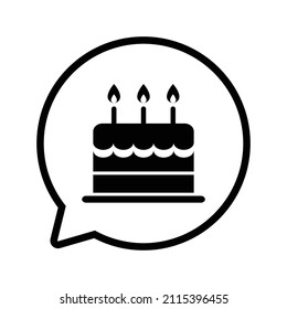 burbuja de chat con vector de icono de pastel de cumpleaños