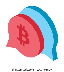 
Chat bubble and bitcoin icon together showing bitcoin chat
