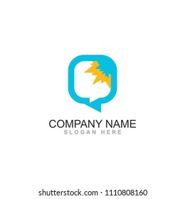 Chat bubble burst icon vector logo