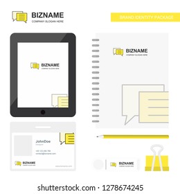 Chat bubble Business Logo, Tab App, Diary PVC Employee Card and USB Brand Stationary Package Design Vector Template