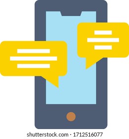  Chat Bubble and Cellphone Vector Color Icon Design, Instant messaging App Concept, Mobile text based Communication on white background, Digital Conversation Sign