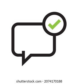 chat bubble with check mark icon vector sign design