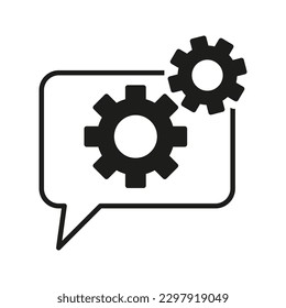 Chat-Blase mit Cog-Rad-Symbol, Vektorgrafik