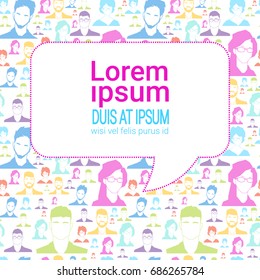 Chat Bubble Colorful People Silhouette Social Media Profile Icons Background Network Communication Users Concept Vector Illustration