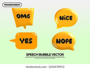 burbuja de chat diseñador de vectores coloridos amarillo omg, agradable, sí, no