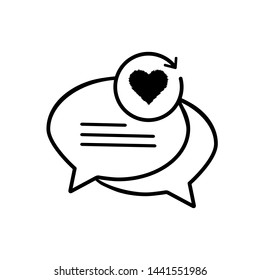 Chat bubble concept line icon.Message  symbol design. Outline vector of chat bubble icons for UI and UX, website or mobile application.Talk with heart.