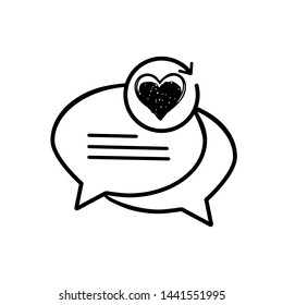 Chat bubble concept line icon.Message  symbol design. Outline vector of chat bubble icons for UI and UX, website or mobile application.Talk with heart.
