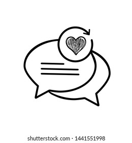 Chat bubble concept line icon.Message  symbol design. Outline vector of chat bubble icons for UI and UX, website or mobile application.Talk with heart.