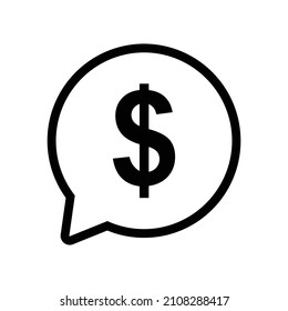 burbuja de chat con vector de icono de dinero en dólares