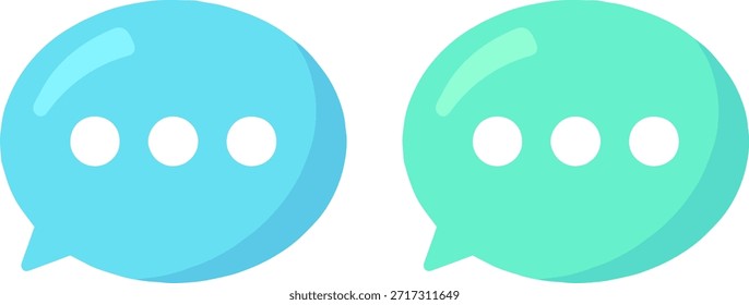 Chat-Blase mit Ellipse-Icon-Set, blau und blau-braune Sprechblasen-Symbole zum Tippen, flache Vektorgrafik