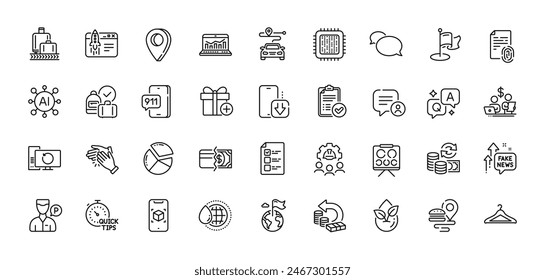 Chat bubble, Engineering team and Cloakroom line icons pack. AI, Question and Answer, Map pin icons. Clapping hands, Fingerprint, Payment methods web icon. Vector