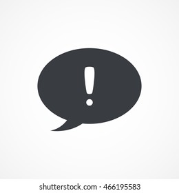 Chat bubble exclamation icon in flat style isolated on gray background for your web site design, logo, app, UI. Vector illustration EPS10, JPEG