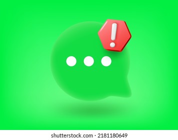 Chat bubble with exclamation point. Vector 3d illustration