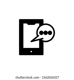 Chat bubble glyph icon black and white